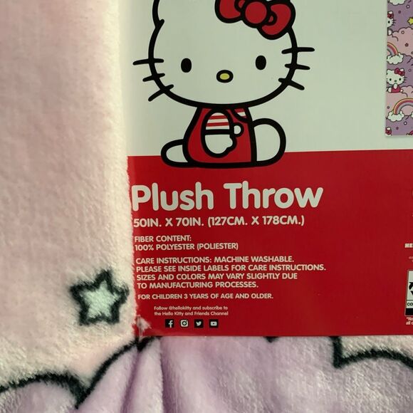 NWT Hello Kitty rainbow Lightning  storm plush throw blanket - Picture 5 of 8